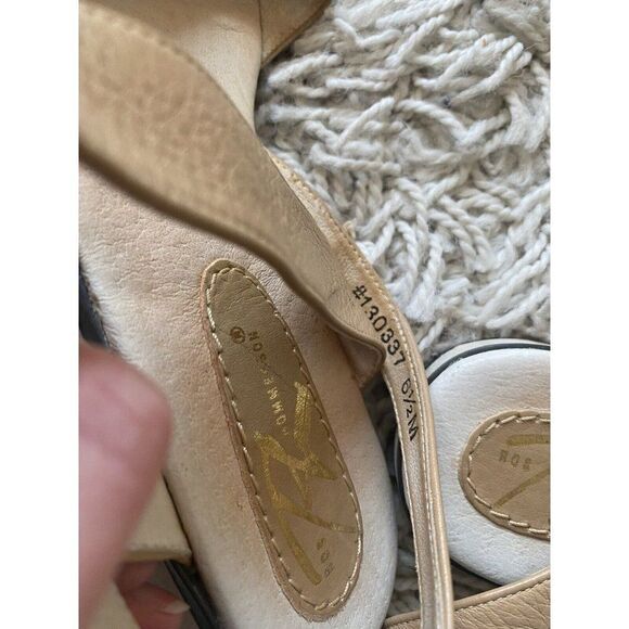 Ros Hommerson Sandals Tan Leather Low Wedges Strappy 6.5 M Beige Comfort - Picture 7 of 8